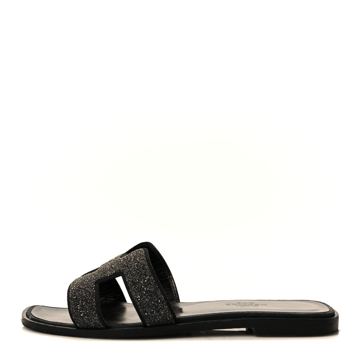 Suede Goatskin Crystal Powder Oran Sandals 35.5 Black