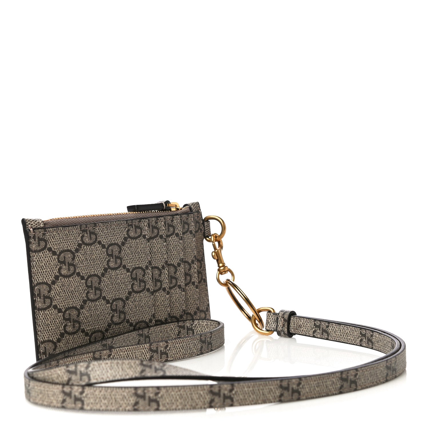 Gucci X BALENCIAGA GG Supreme Monogram Logo Card Case With Strap Beige Ebony 3 of 10