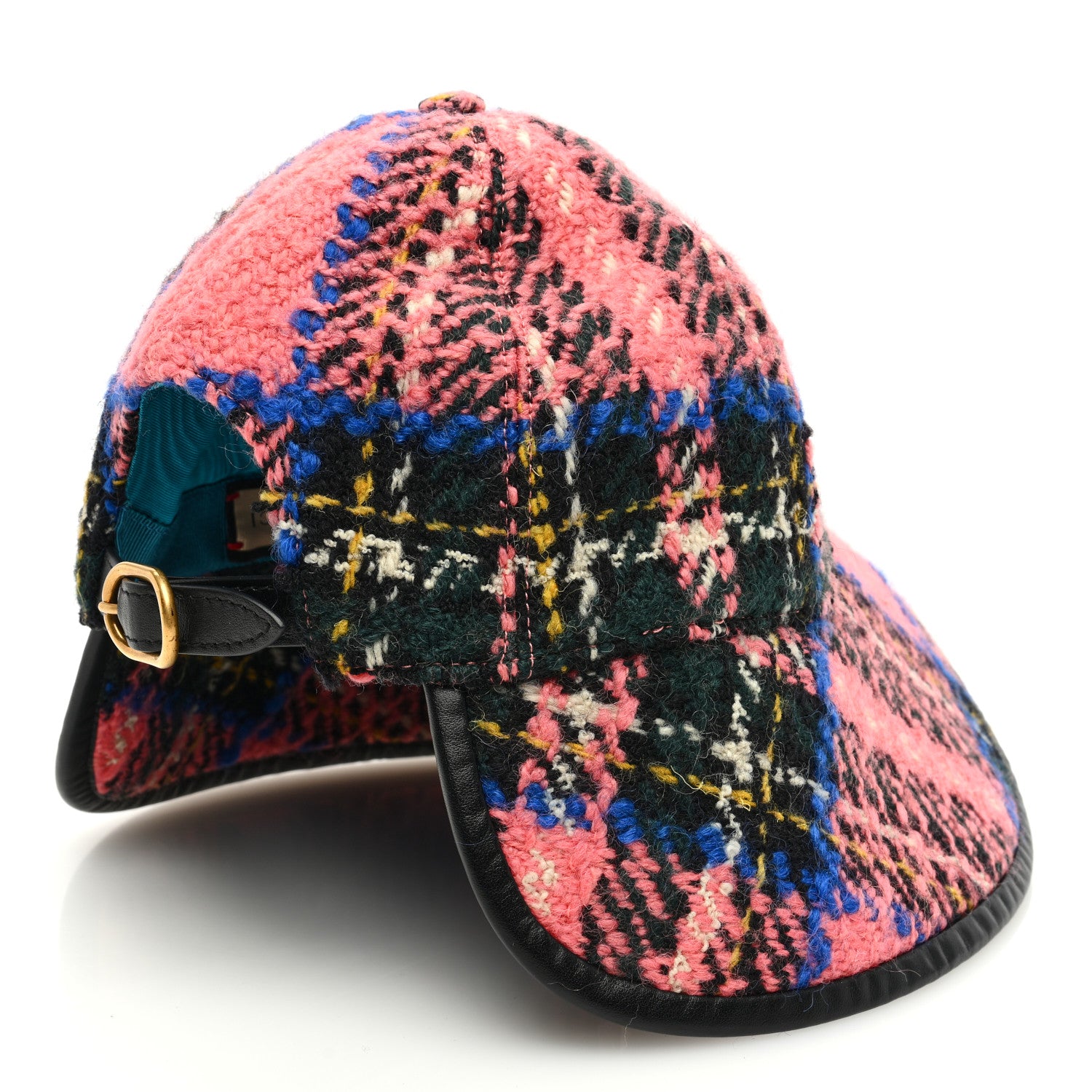 Gucci Wool Tweed Wide Brim Hat Blue Pink Black 6 of 9