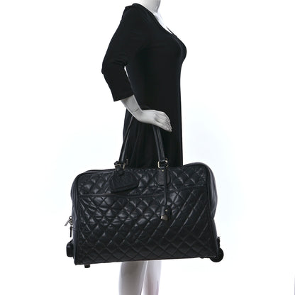 Chanel Aged Calfskin Nylon Duffel Trolley Black 2 of 13