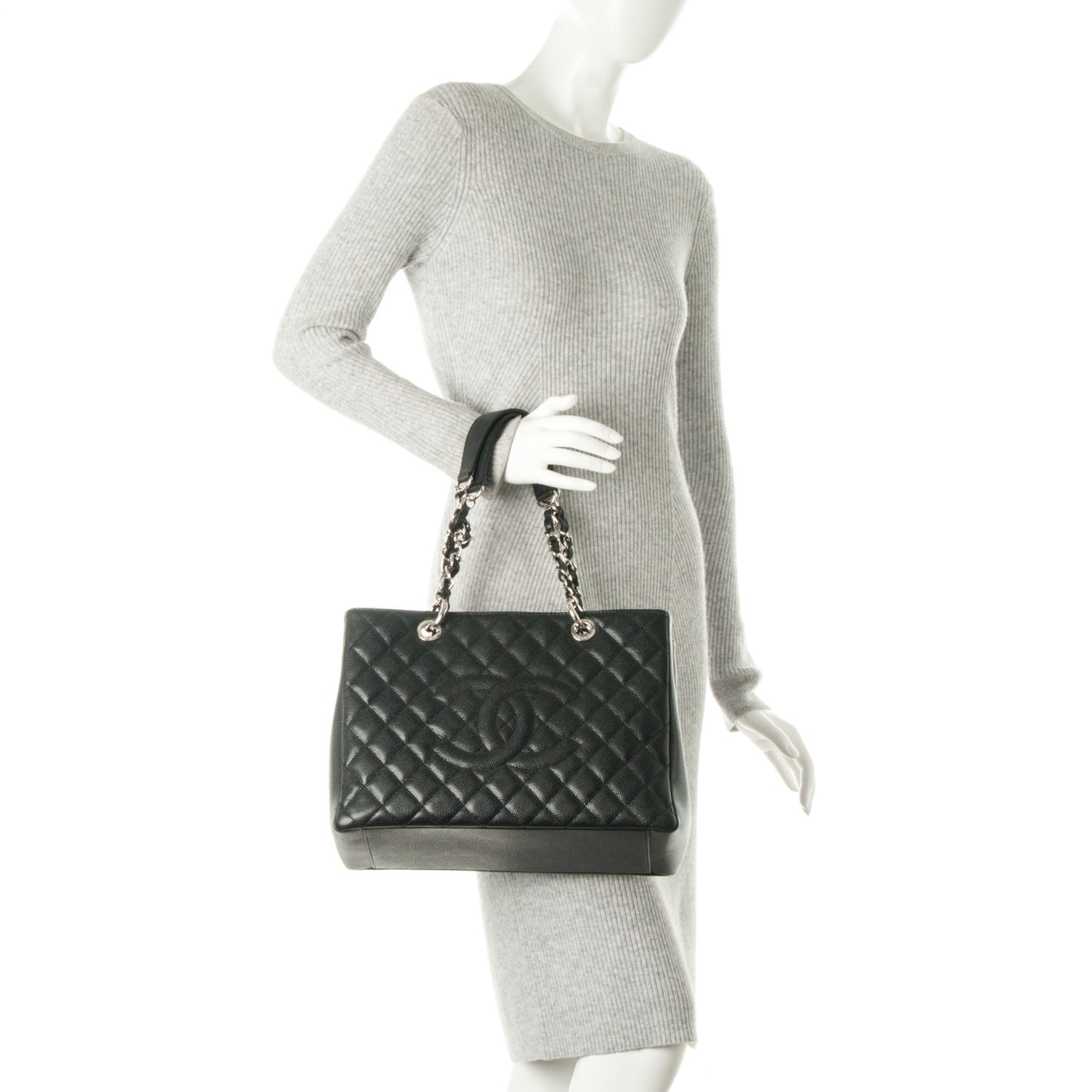 Caviar Quilted Grand Shopping Tote GST Black