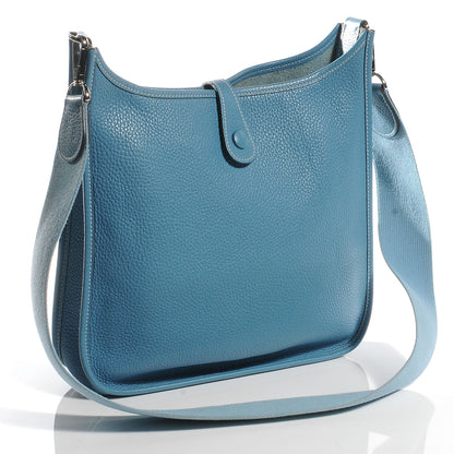 Hermes Taurillon Clemence Evelyne PM Blue Jean 3 of 8