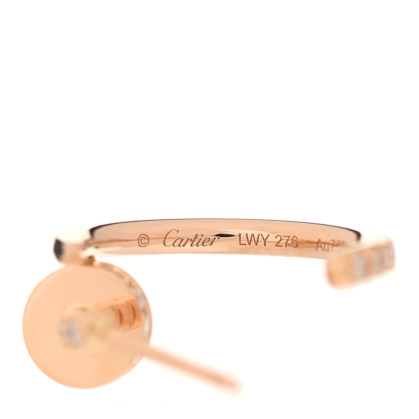 18K Pink Gold Diamond Juste Un Clou Pave Hoop Earrings