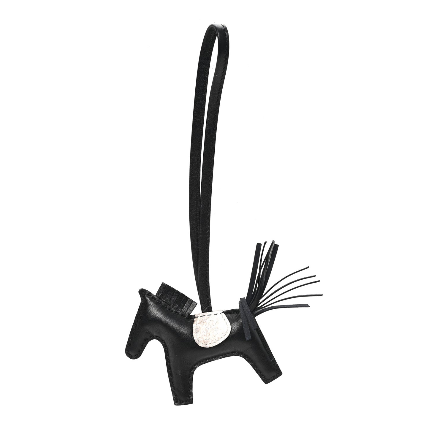 Milo Lambskin Matte Niloticus Crocodile Himalaya Touch Grigri Rodeo Horse Bag Charm PM Black White