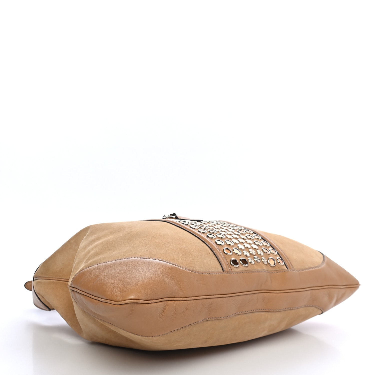 Gucci Suede Studded Jackie O Bouvier Hobo Light Brown 3 of 9
