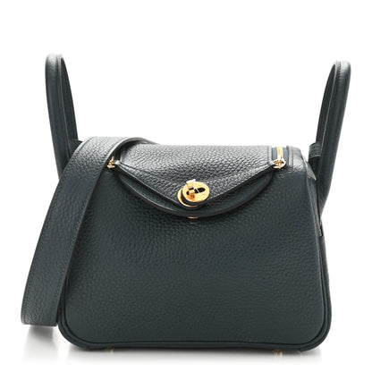 Hermes Taurillon Clemence Mini Lindy 20 Vert Cypress 1 of 10