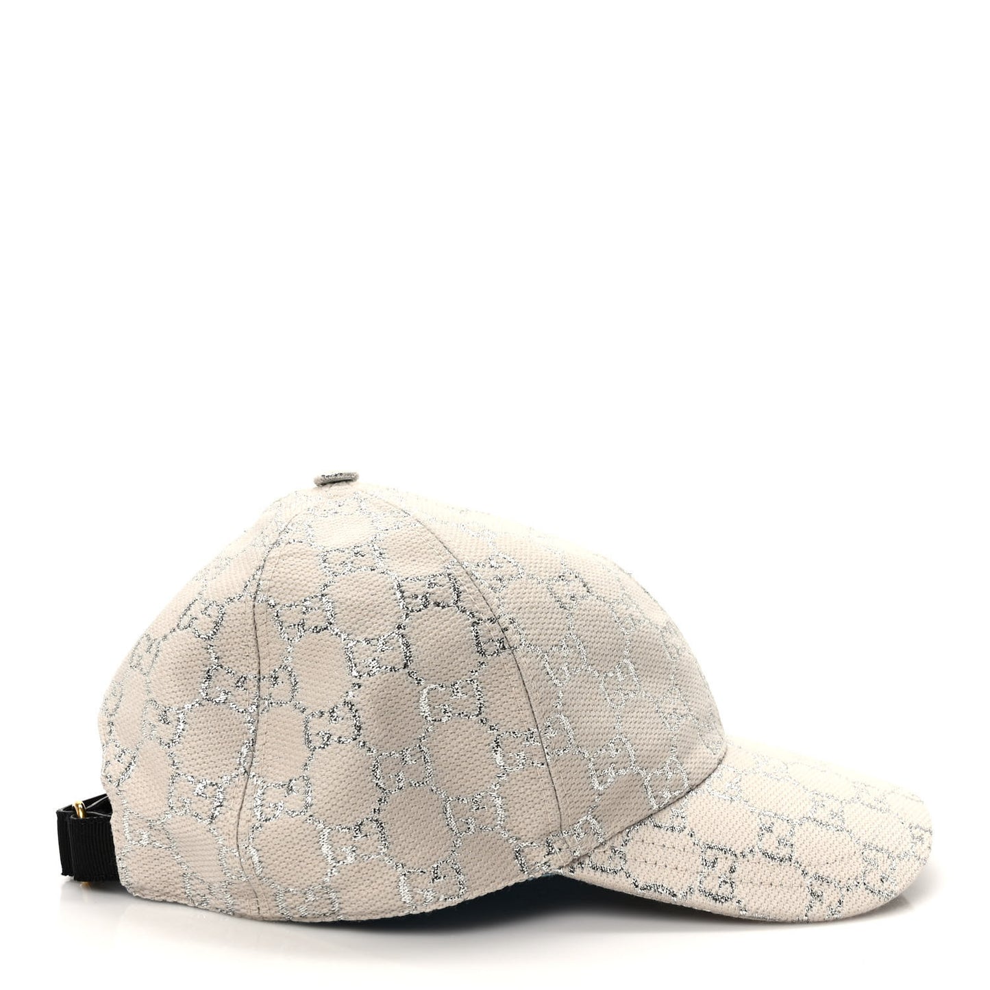 Canvas Lame GG Monogram Rush Baseball Hat L Gardenia Silver