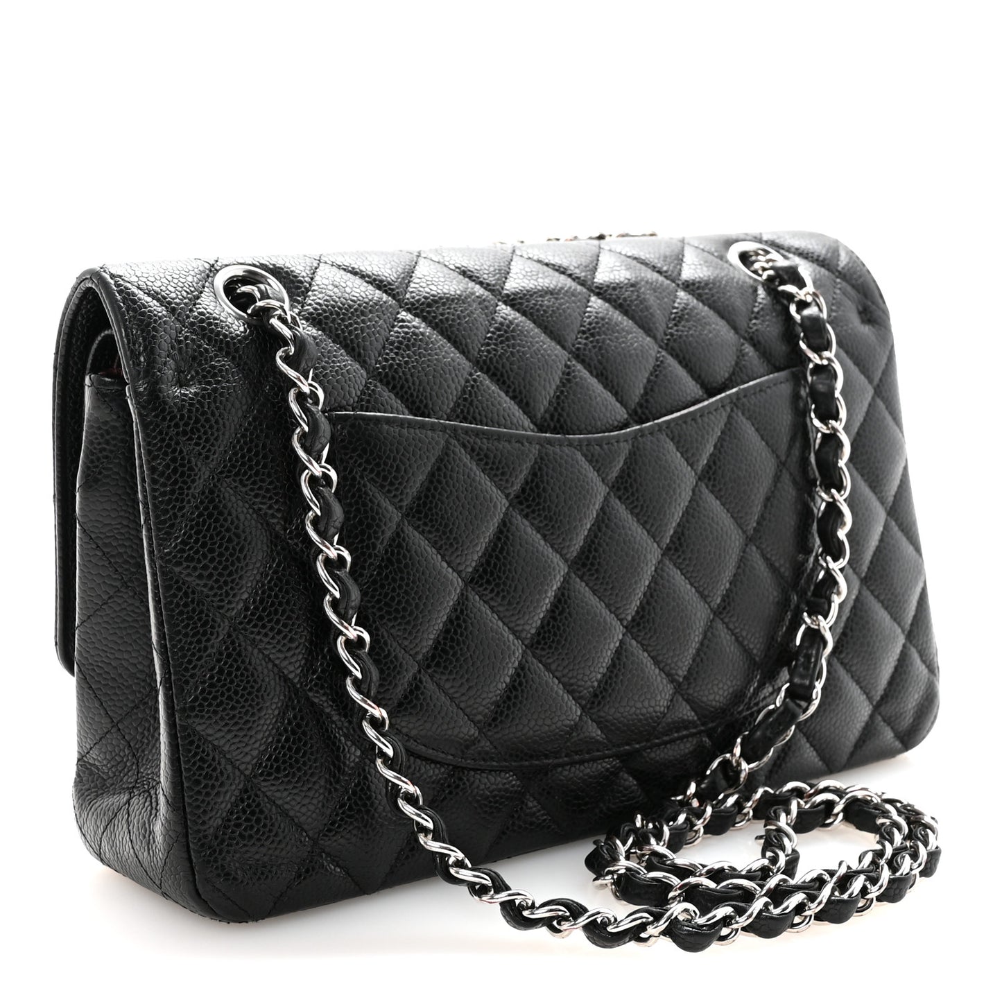 Caviar Quilted Medium Double Flap Black