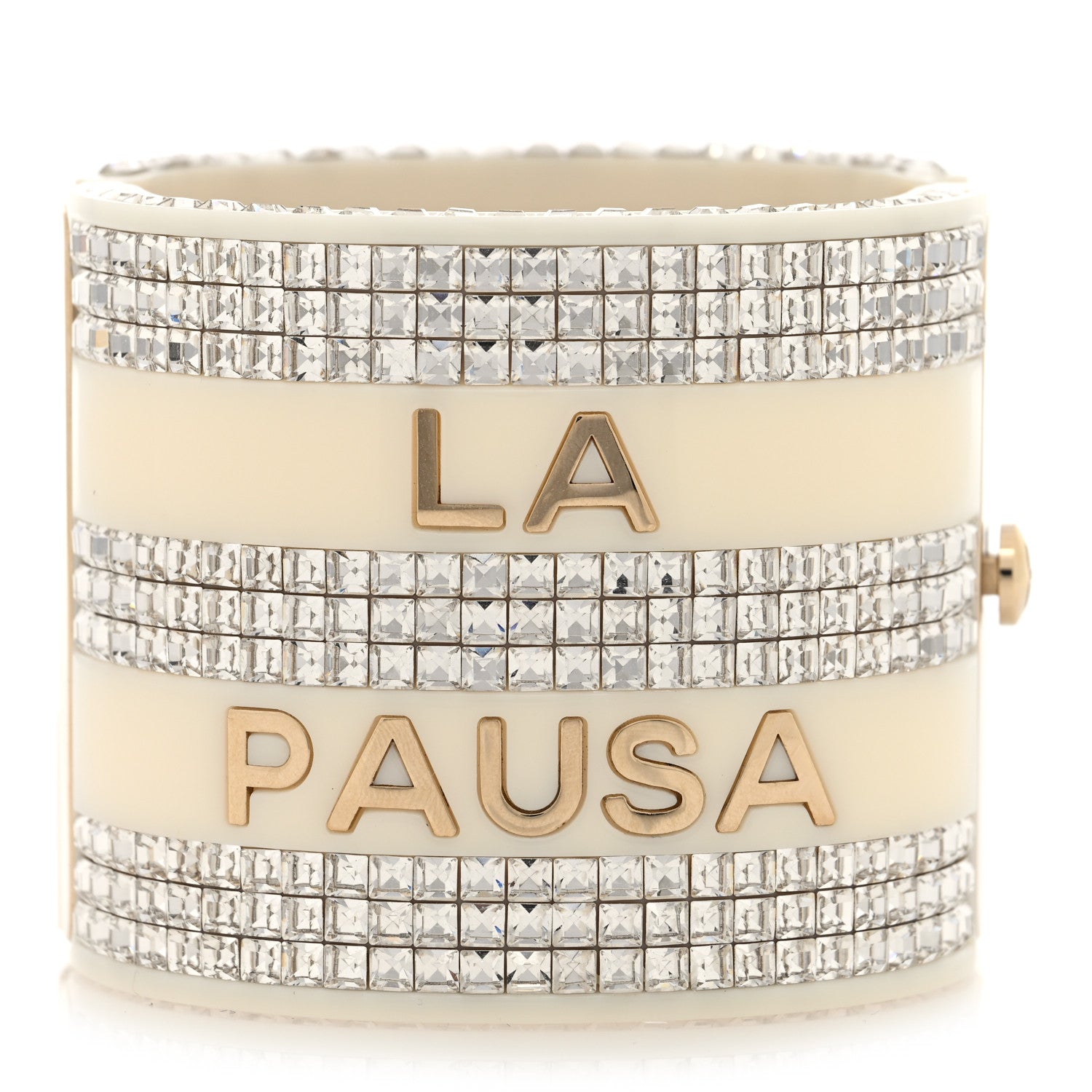 Chanel Resin Crystal CC La Pausa Cuff Beige 3 of 5
