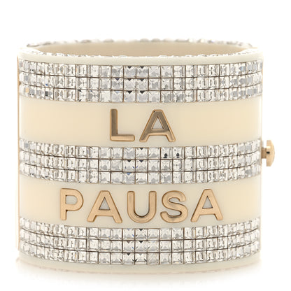 Chanel Resin Crystal CC La Pausa Cuff Beige 3 of 5