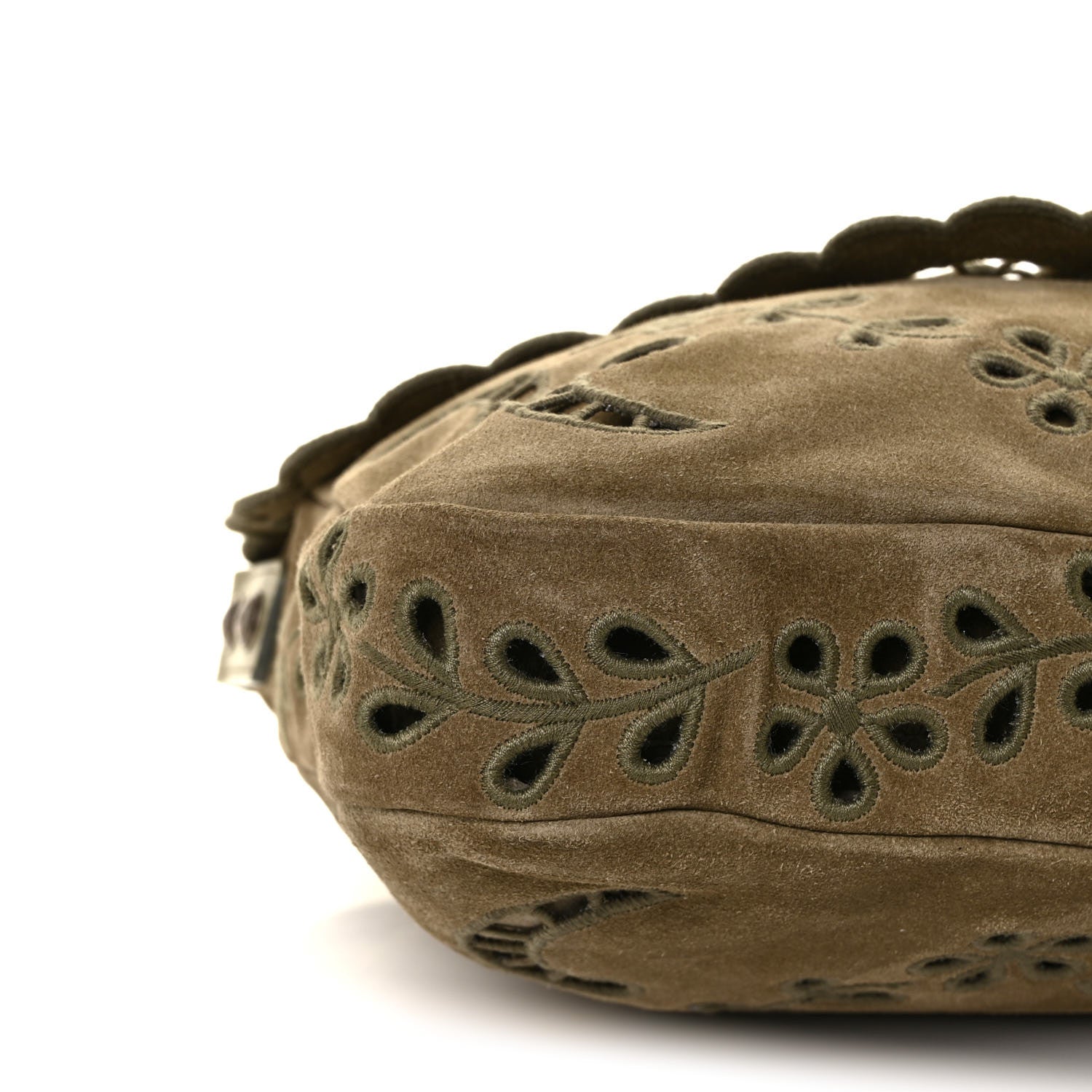 Chanel Suede Embroidered Flap Khaki 6 of 8