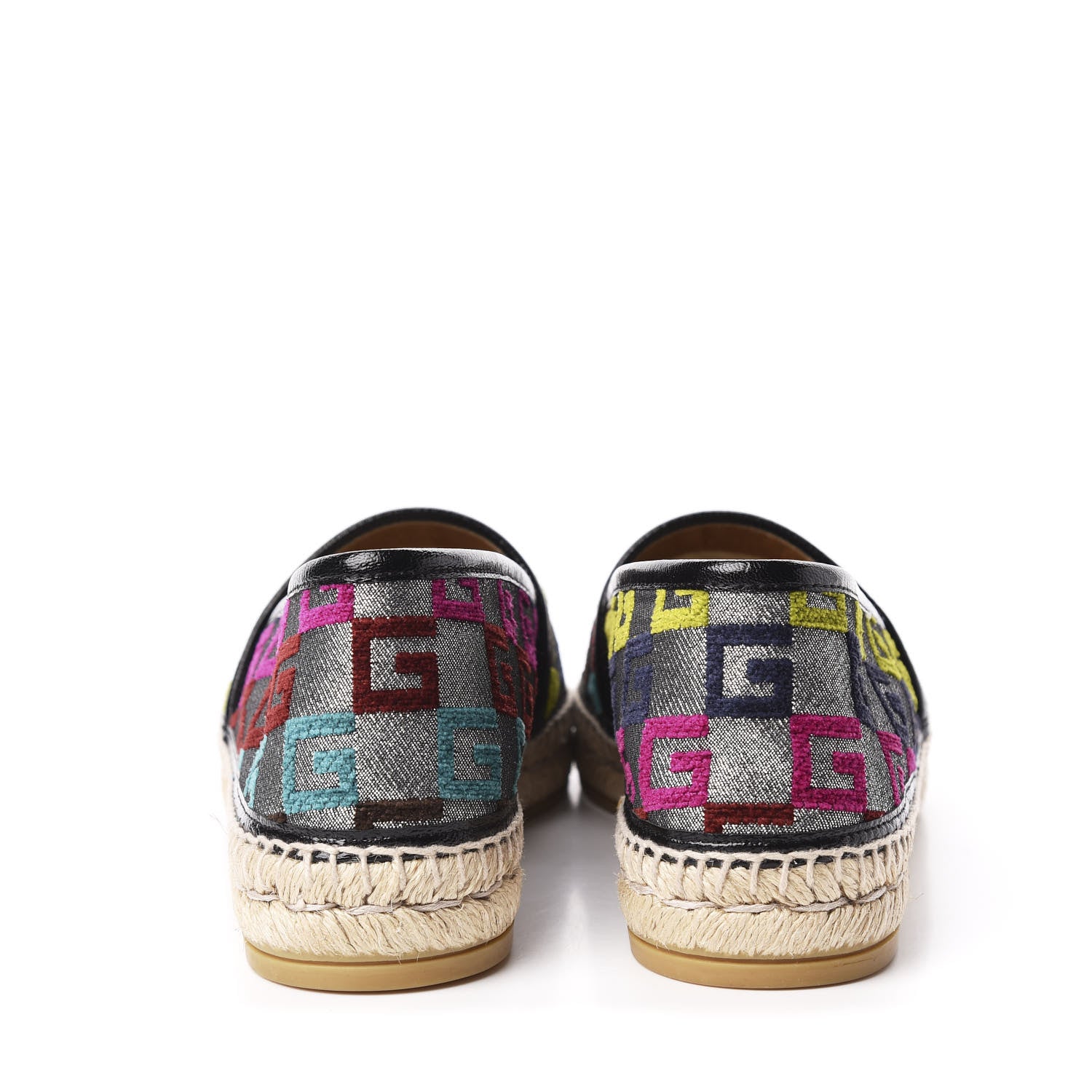 Gucci Velvet Lurex Square G Espadrilles 38.5 Silver Multicolor 9 of 10