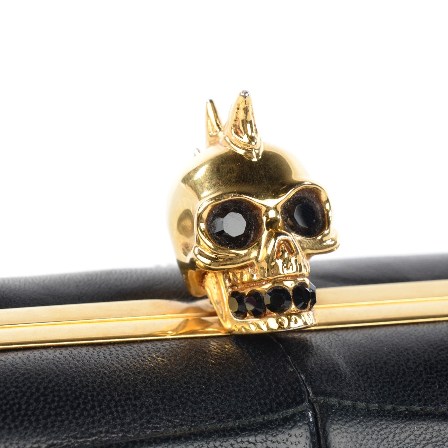 Alexander McQueen Leather Shark Teeth Skull Box Clutch Black 11 of 11