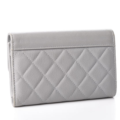 Chanel Goatskin Quilted CC Box Flap Wallet Grey 2 of 11