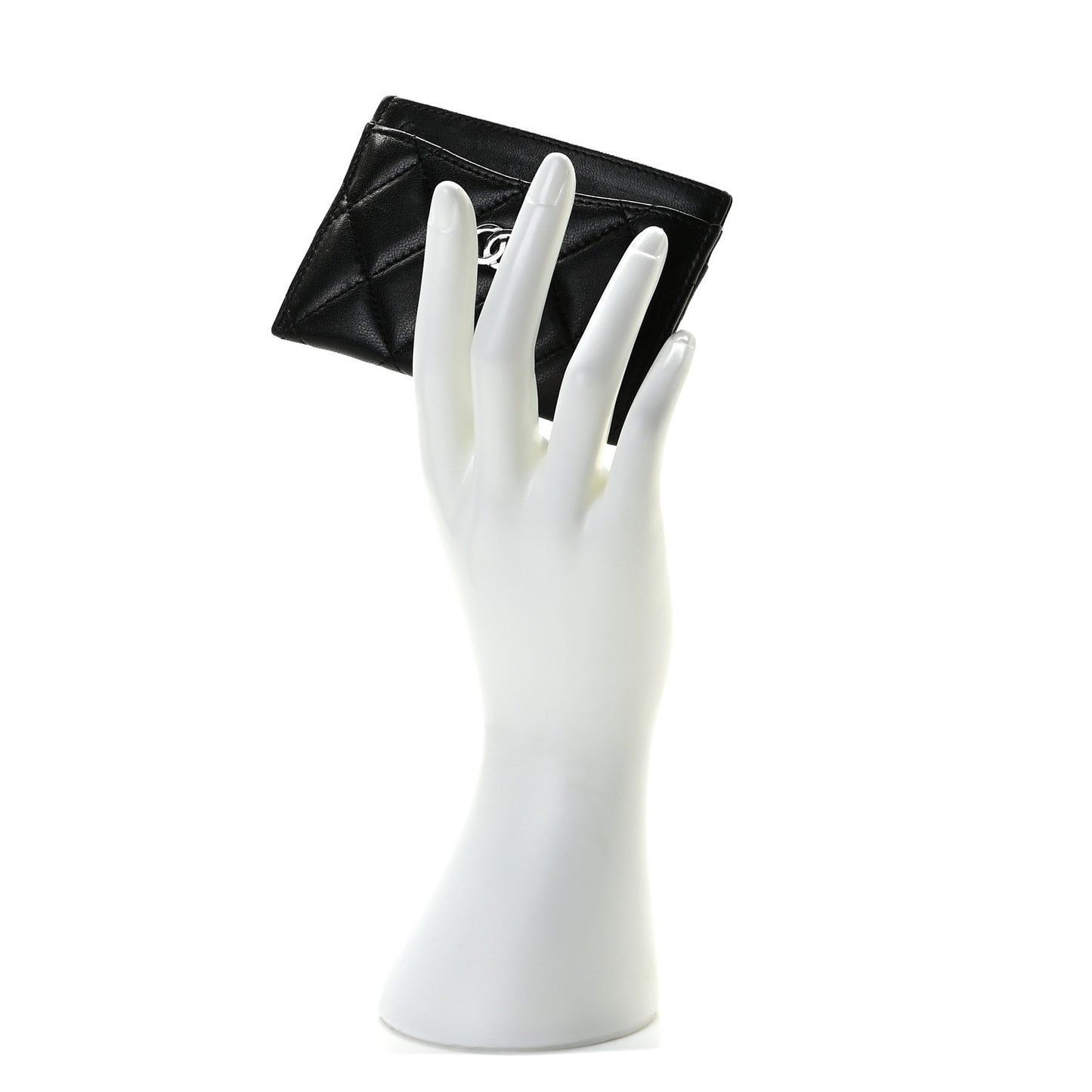 Lambskin Quilted Card Holder Black