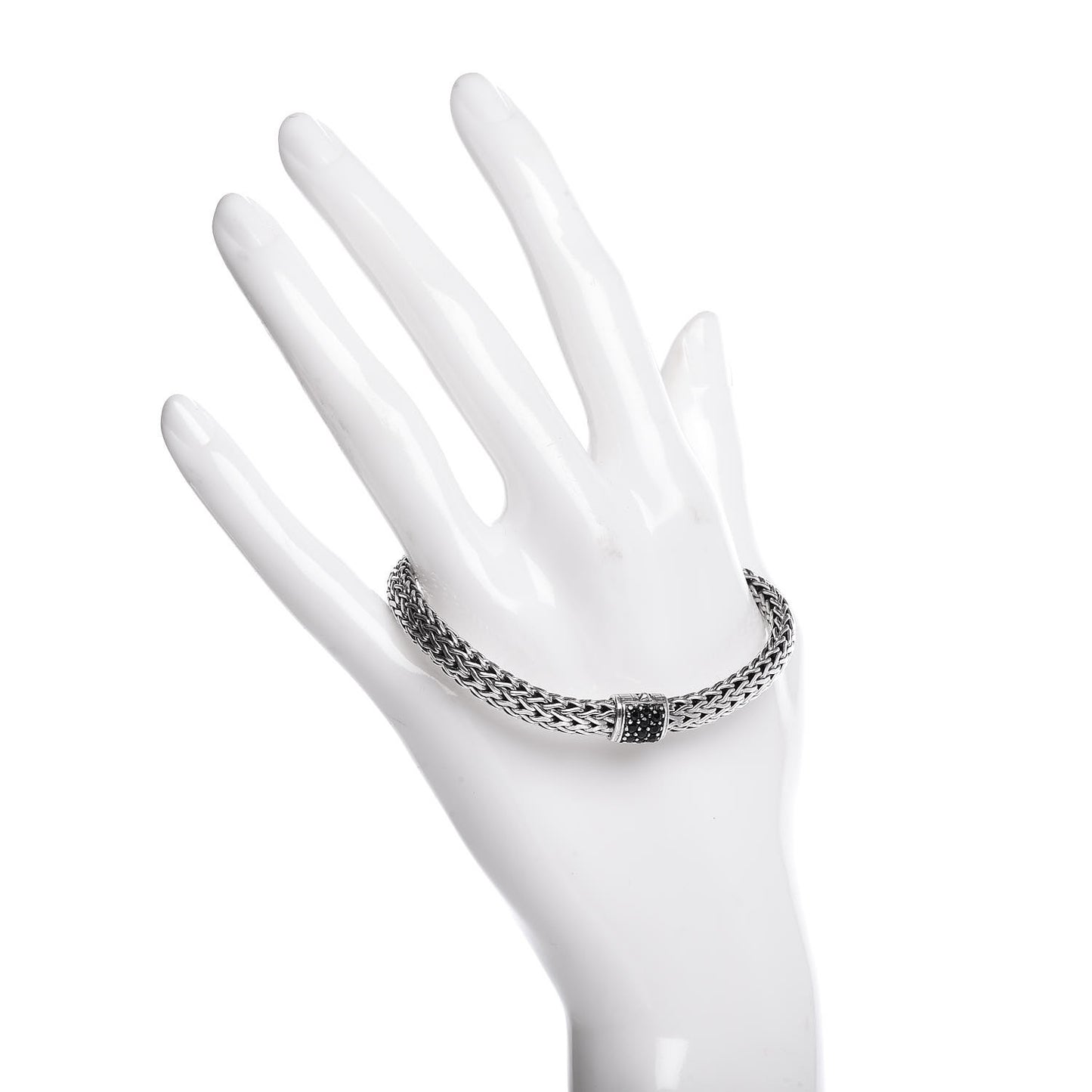 Sterling Silver Black Sapphire 6.5mm Classic Chain Bracelet