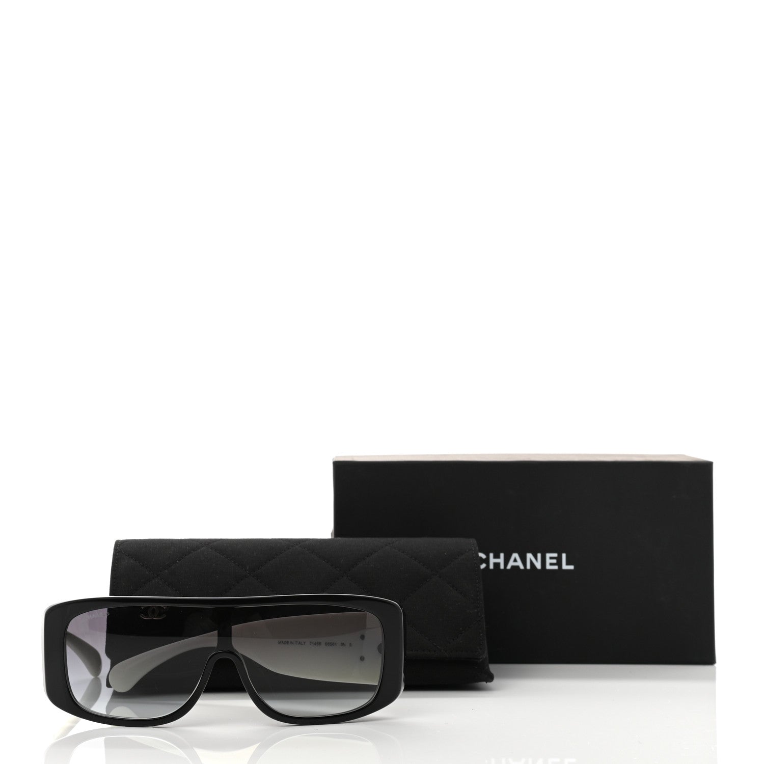 Chanel Lambskin Shield Quilted Sunglasses 71267 Black Grey 8 of 8