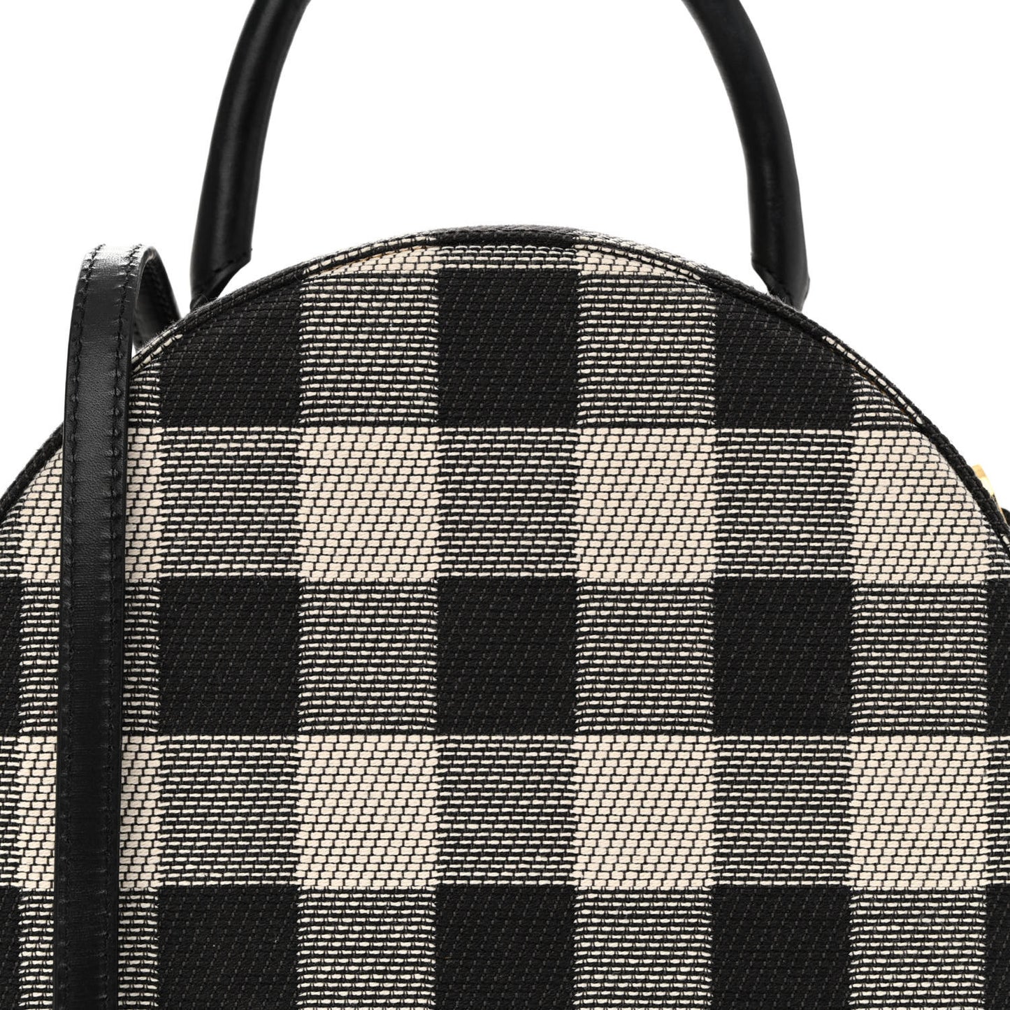 Canvas Gingham Check Circle Crossbody Black White