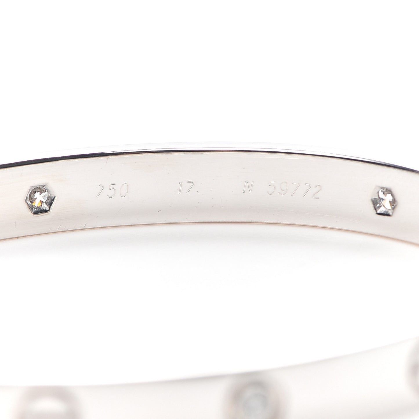 18K White Gold 6 Diamond LOVE Bracelet 17