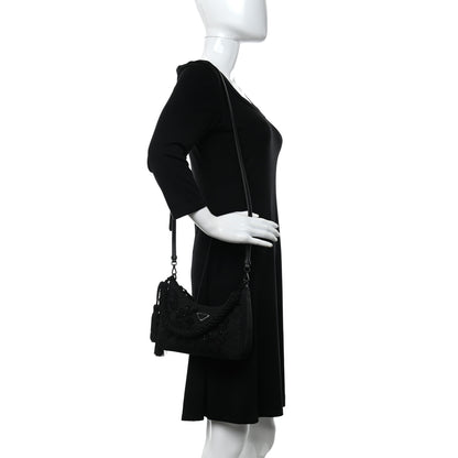 Prada Tessuto Nylon Beaded Ricamo Bag Black 2 of 11