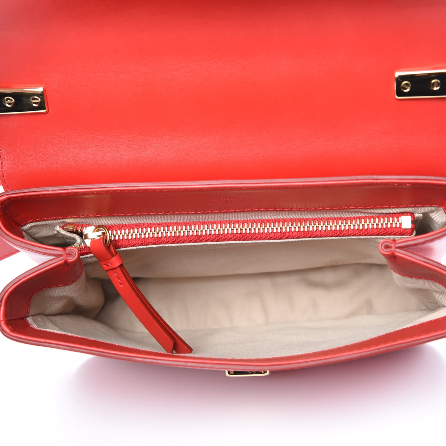 Calfskin Small C Double Carry Plaid Red