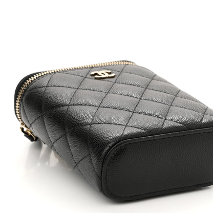 Chanel Caviar Quilted Small Vertical Coco Beauty Vanity Case With Chain Black 9 of 11