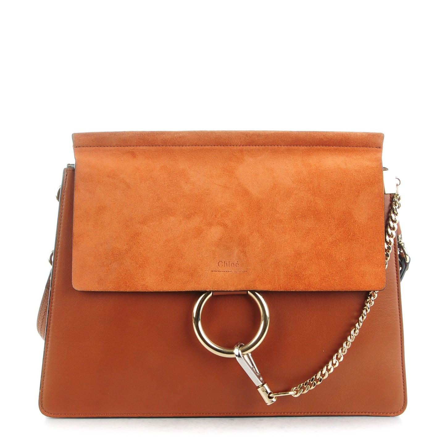Suede Calfskin Medium Faye Shoulder Bag Tobacco