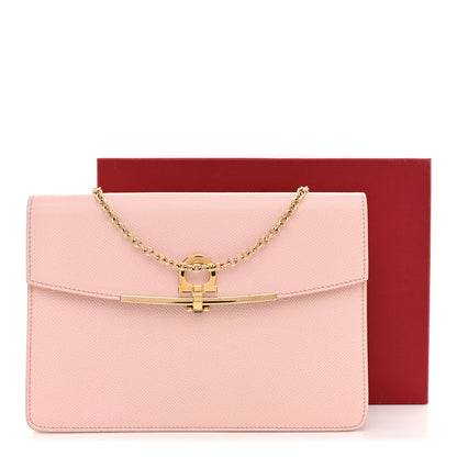 Salvatore Ferragamo Hammered Calfskin Gancio Wallet On Chain Nylund Pink 14 of 14
