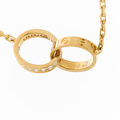 Cartier 18K Yellow Gold Diamond Interlocking LOVE Necklace 6 of 7
