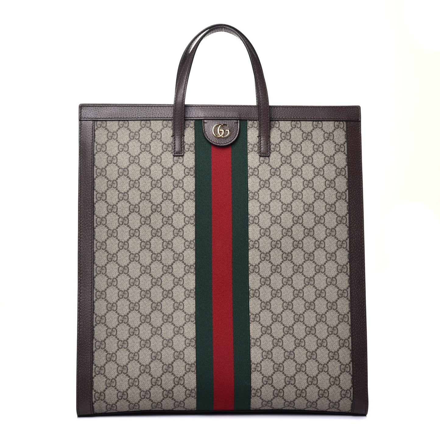 GG Supreme Monogram Web Ophidia Vertical Tote Brown