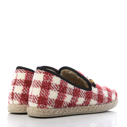 Gucci Wool Tweed Checkered Womens Fria Horsebit Loafers 38.5 Red 4 of 9
