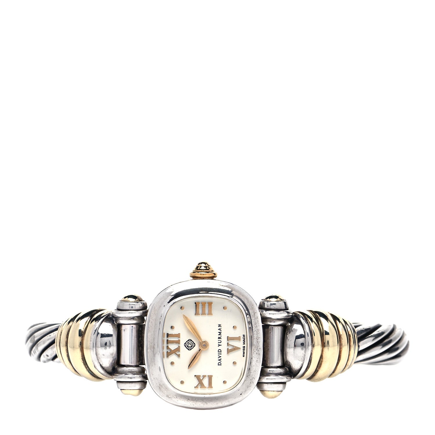David Yurman Sterling Silver 14K Yellow Gold Mother of Pearl 21mm Classic Cable Quartz Watch 2 of 4