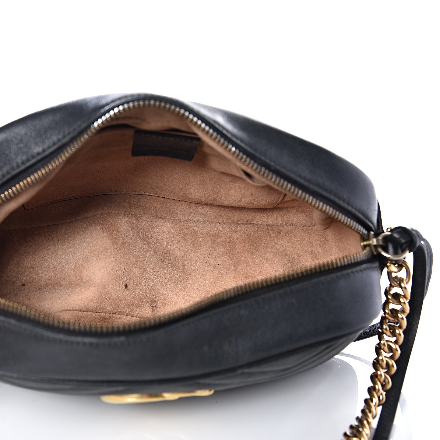 Calfskin Matelasse Small GG Marmont Chain Shoulder Bag Black