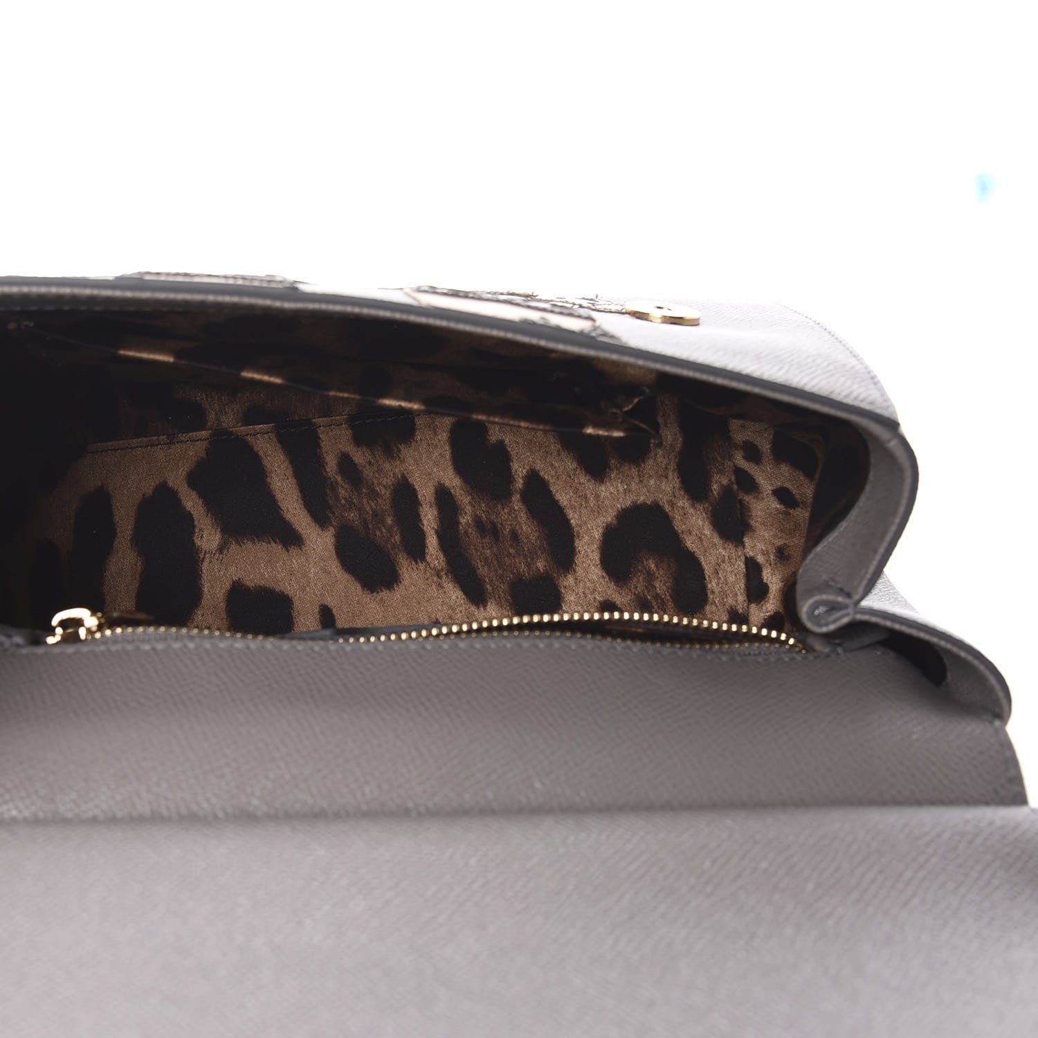 Dolce & Gabbana Dauphine Studded Medium DG Family Patch Miss Sicily Satchel Grey 5 of 10