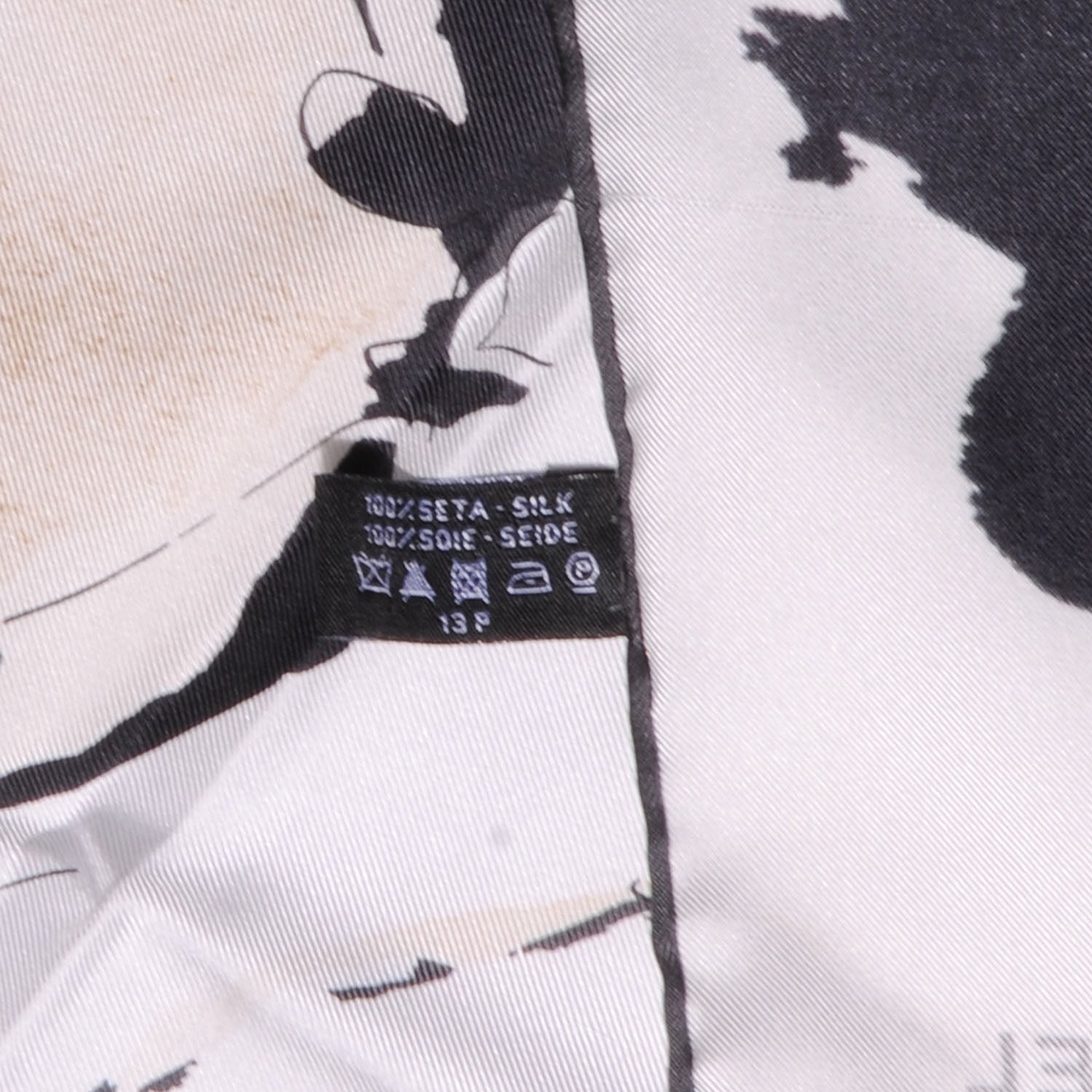 Chanel Silk Camellia Flower Scarf Black Beige 5 of 5