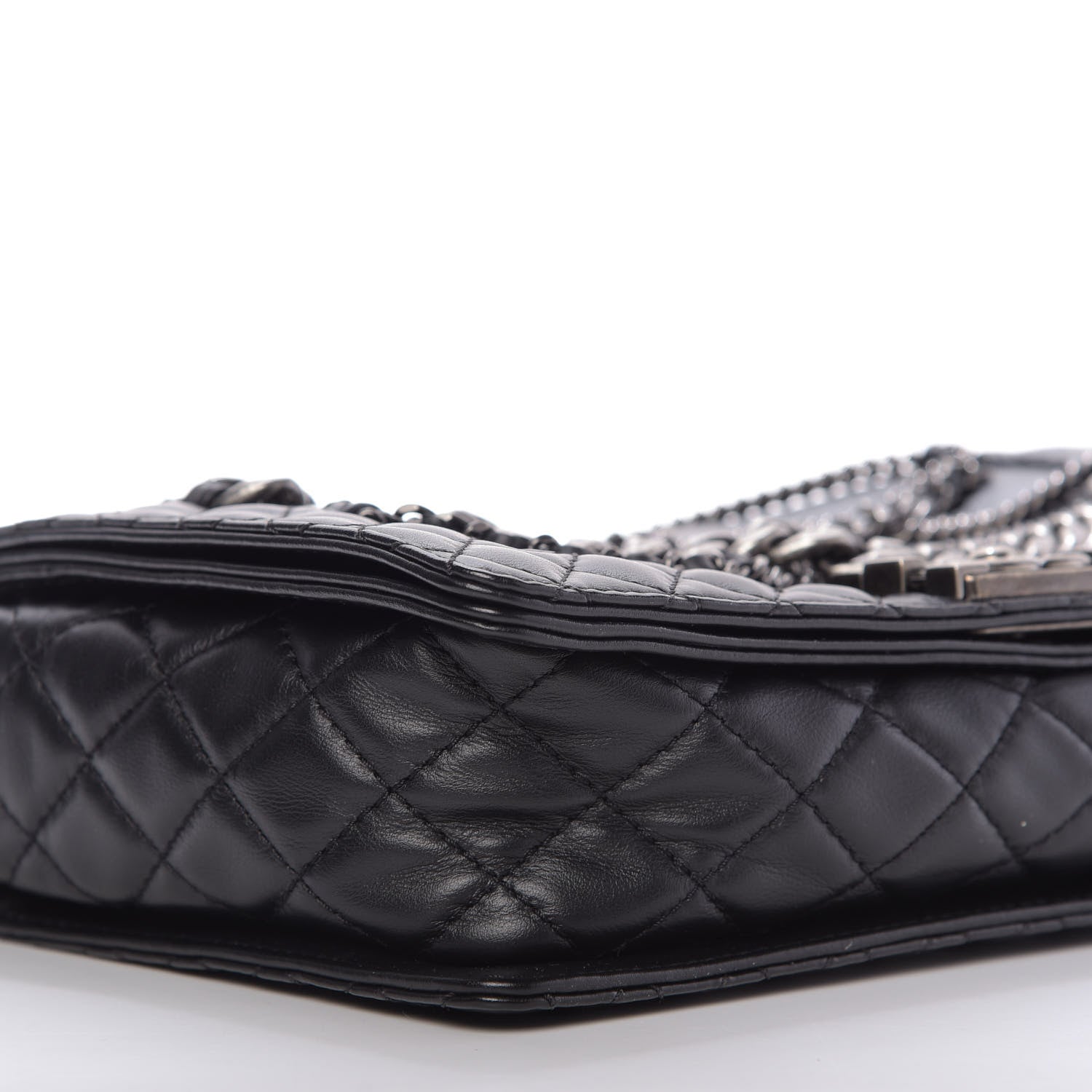 Chanel Calfskin Enchained New Medium Boy Flap Black 6 of 10