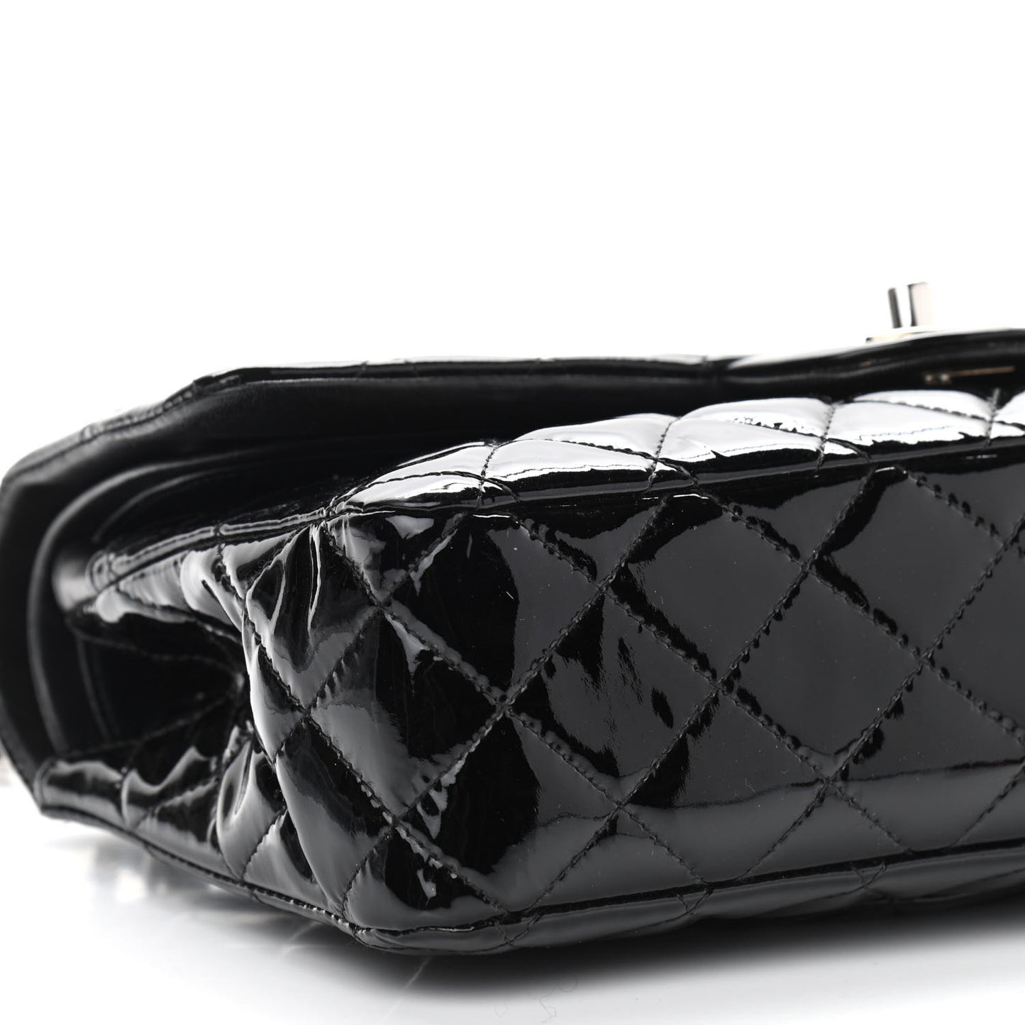 Patent Quilted Medium Double Flap Black