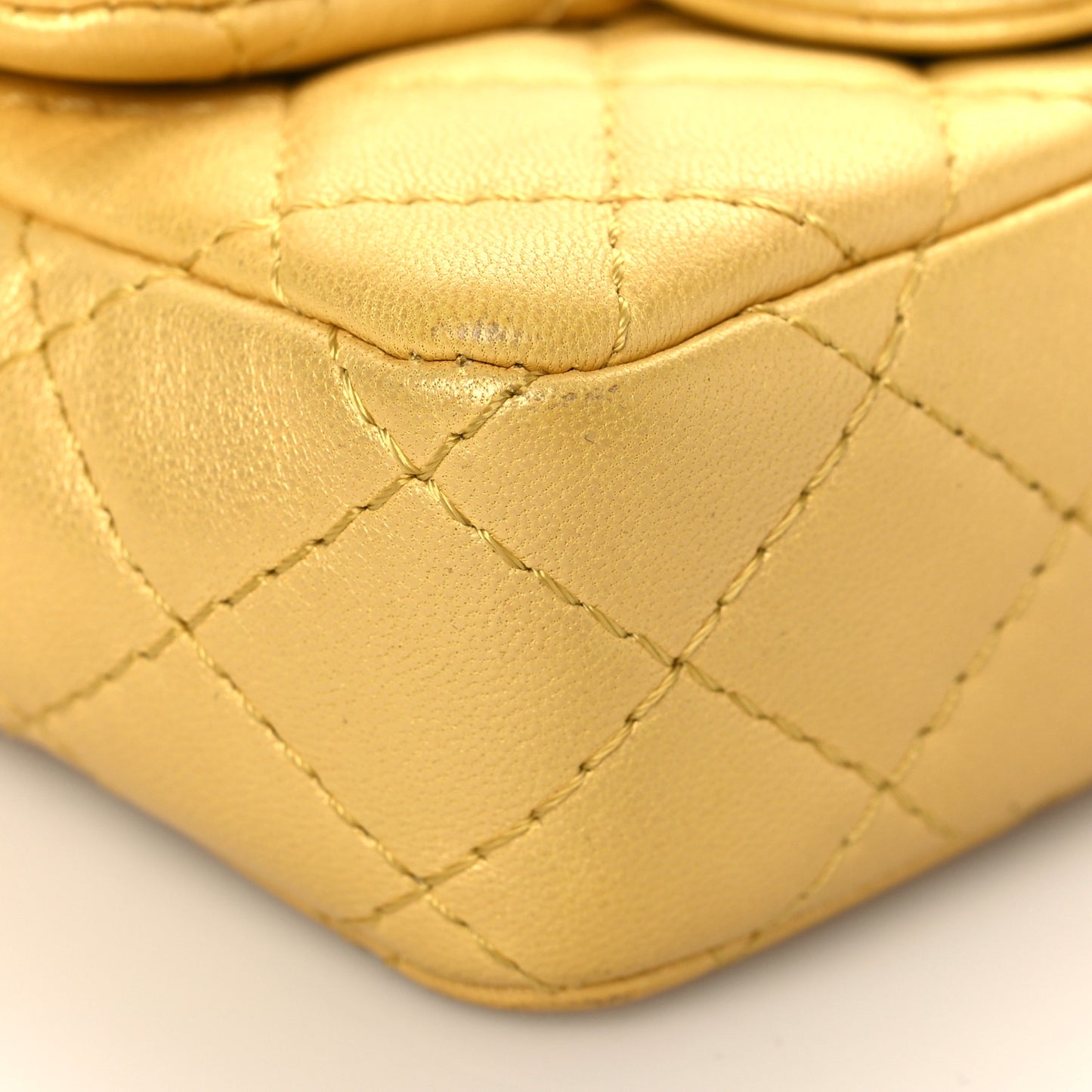 Iridescent Lambskin Quilted Extra Mini Precious Jewel Flap Yellow