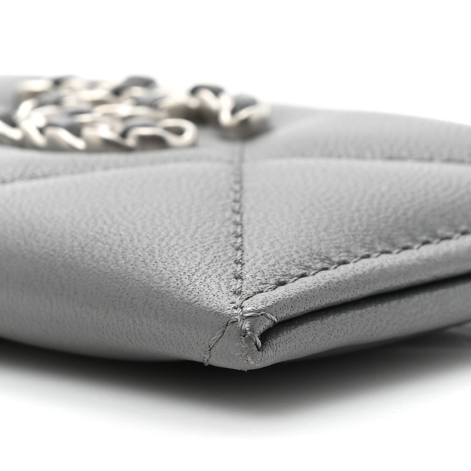 Chanel Lambskin Quilted Chanel 19 Card Holder Grey 9 of 13