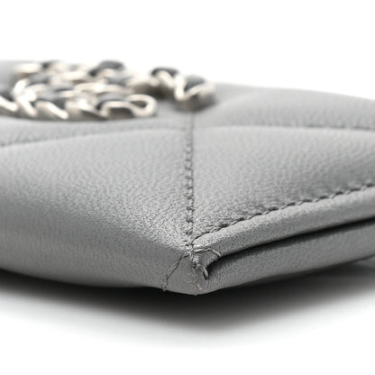 Chanel Lambskin Quilted Chanel 19 Card Holder Grey 9 of 13