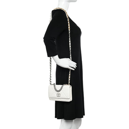 Chanel Lambskin Quilted Chanel 19 Wallet On Chain WOC White 2 of 14