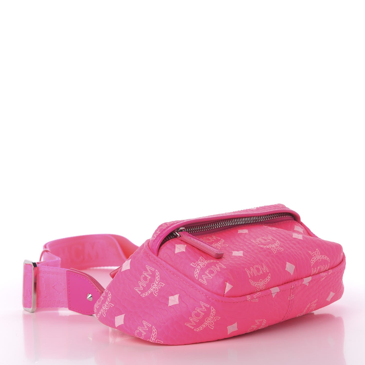 MCM Visetos Small Original Crossbody Bag Neon Pink 5 of 10