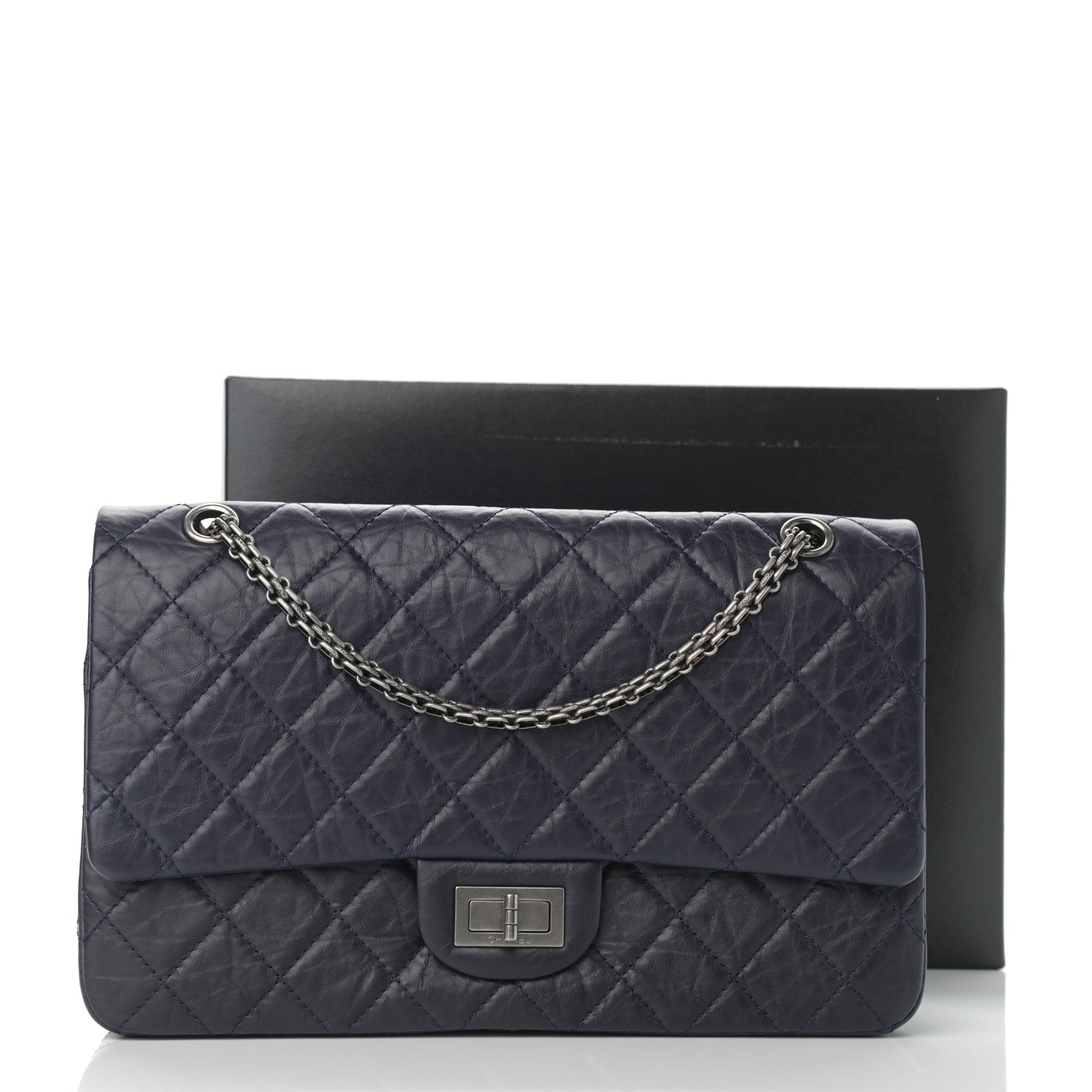 Chanel Aged Calfskin Quilted 2.55 Reissue 227 Flap Navy Blue 12 of 12