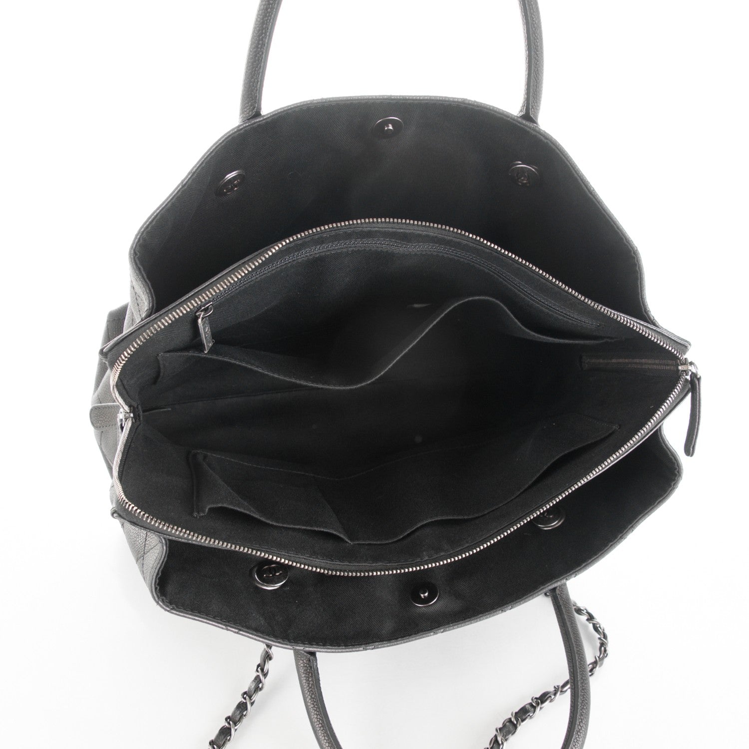 Chanel Grained Vegetal Calfskin Stitched Shopping Tote Black 6 of 8