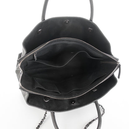 Chanel Grained Vegetal Calfskin Stitched Shopping Tote Black 6 of 8