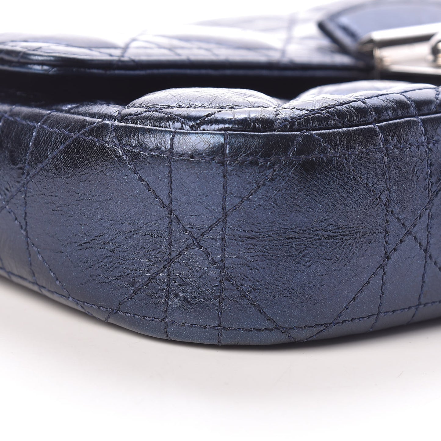 Metallic Calfskin Cannage Miss Dior Promenade Pouch Marine