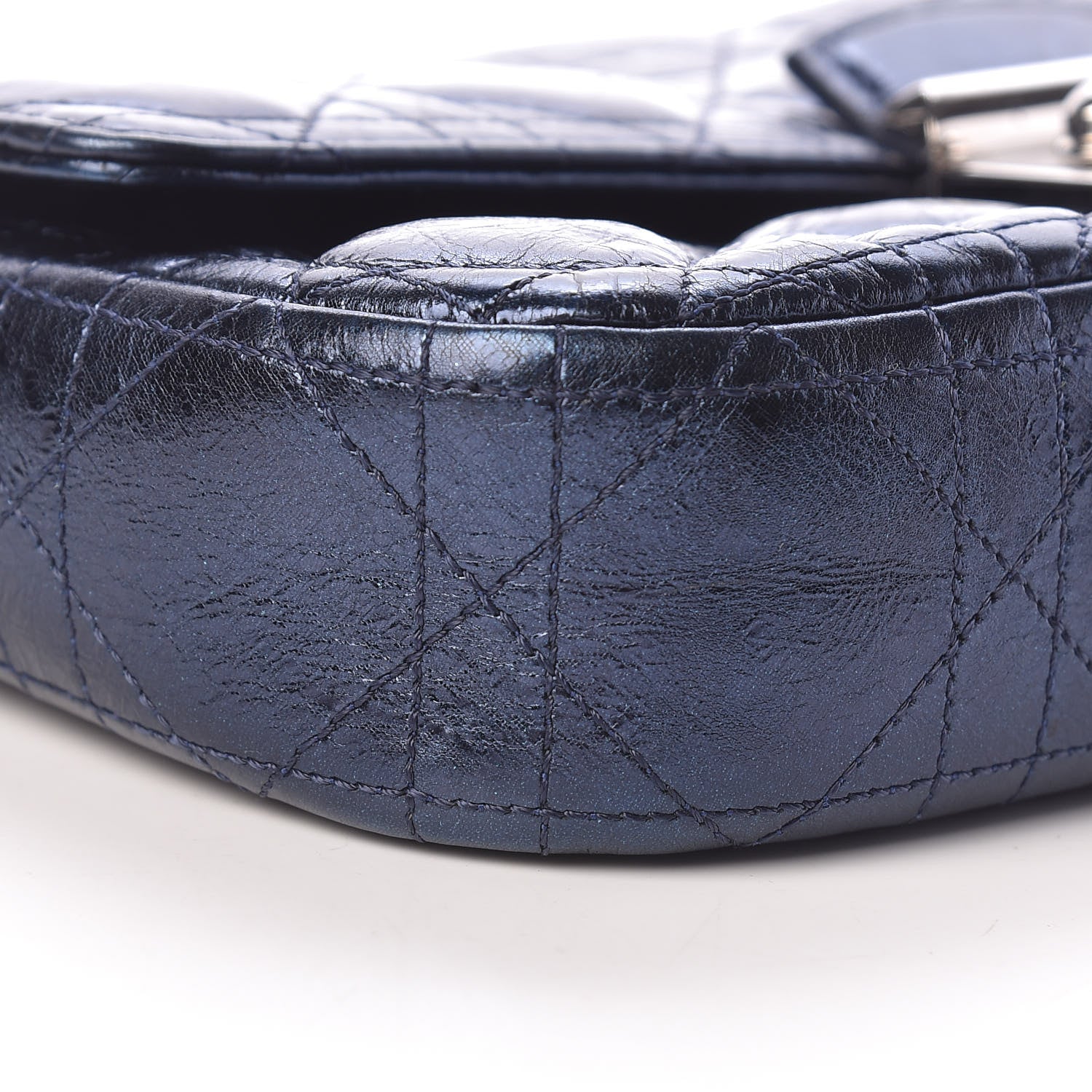 Christian Dior Metallic Calfskin Cannage Miss Dior Promenade Pouch Marine 9 of 10