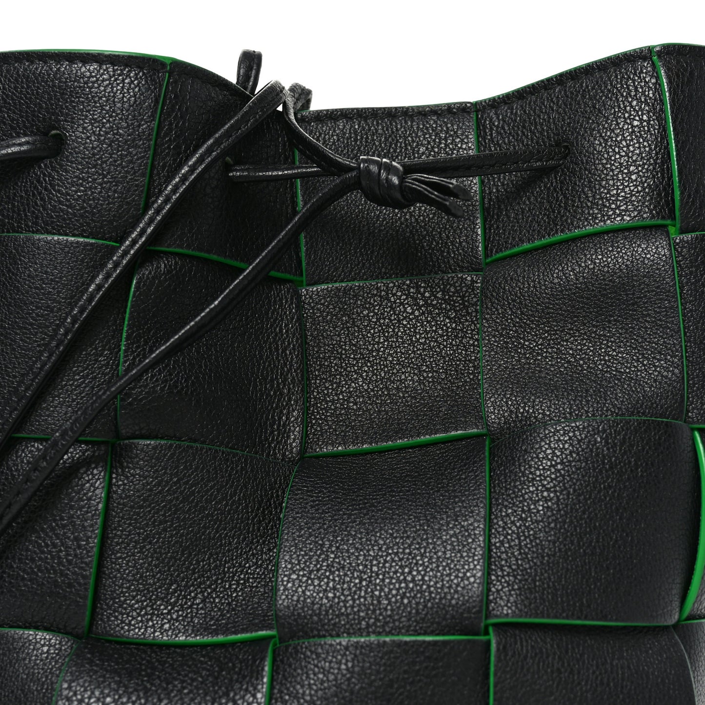 Nappa Maxi Intrecciato Mini Cassette Bucket Bag Black Parakeet