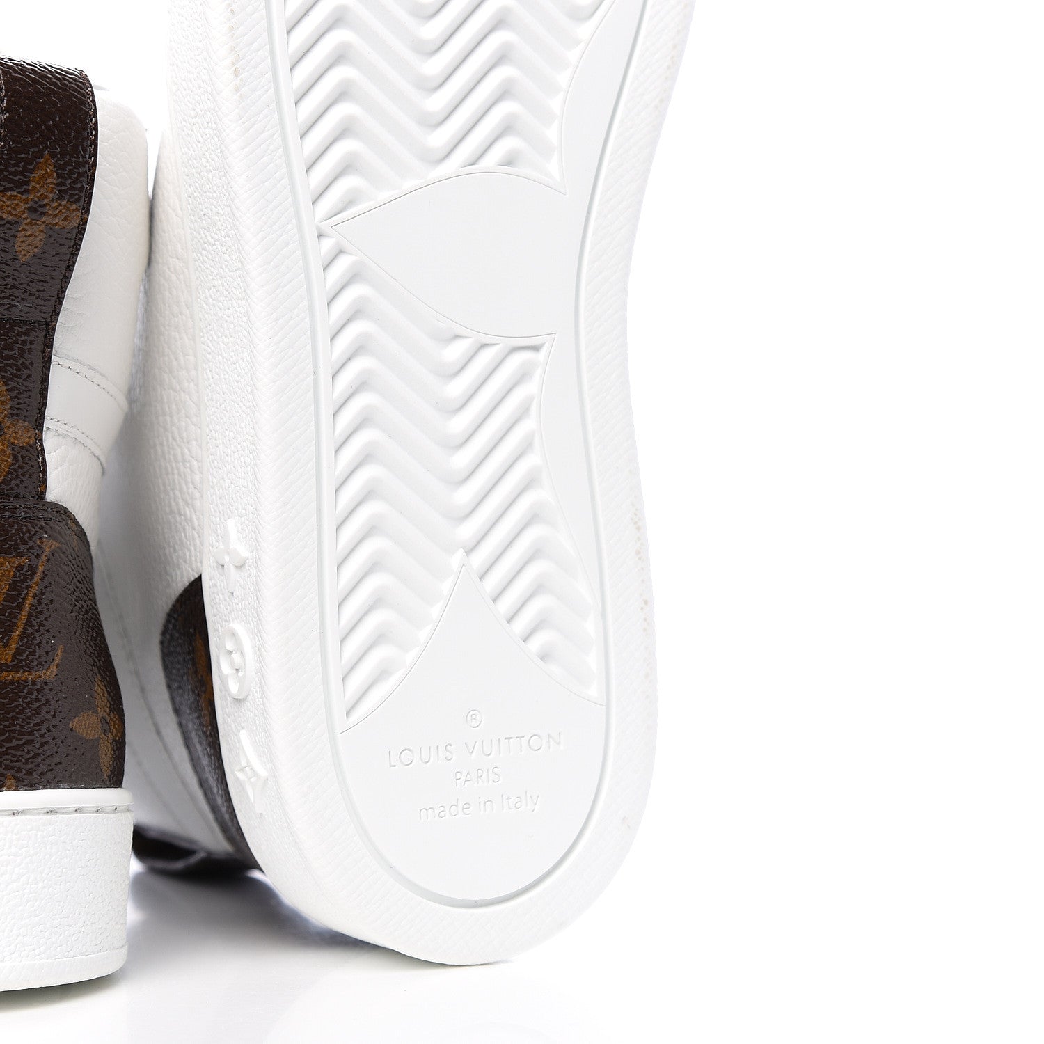 Louis Vuitton Grained Calfskin Patent Monogram Boombox Sneaker Boots 39.5 White 6 of 7