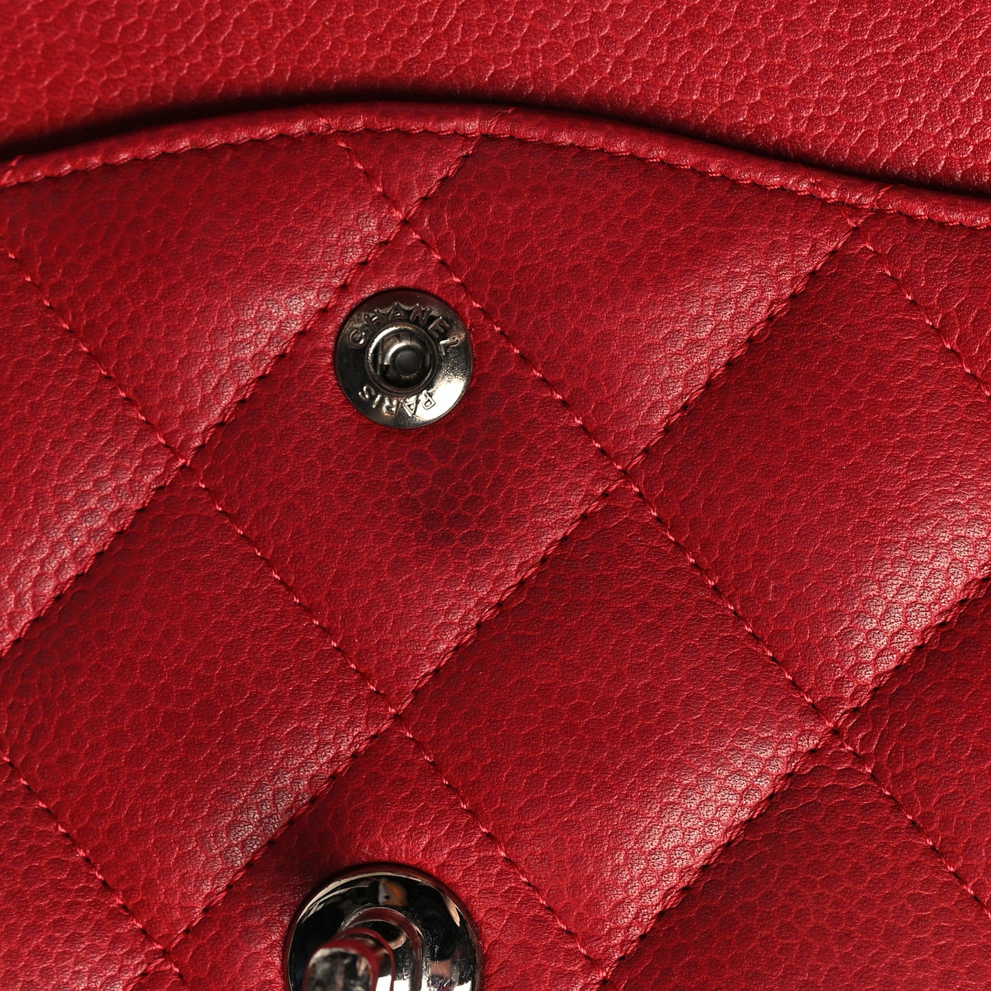 Caviar Quilted Jumbo Double Flap Red